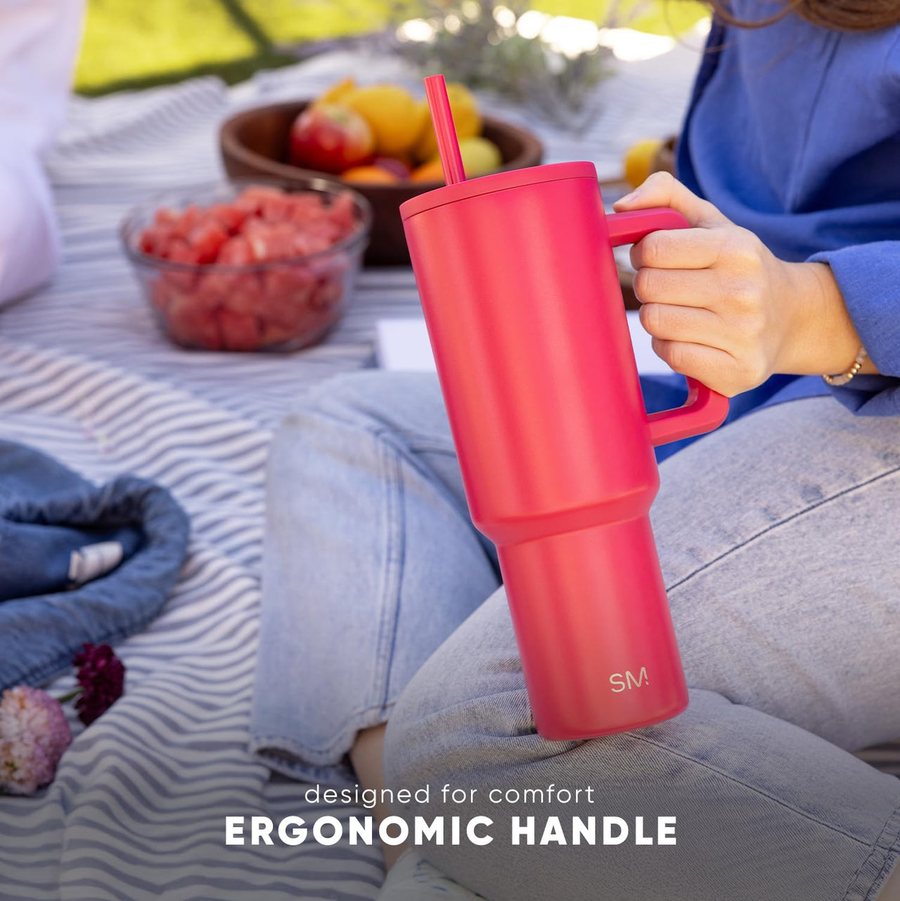 Simple Modern Disney 40 oz Trek Tumbler with Handle and Straw Lid | Cup Holder Friendly Insulated Stainless Steel Travel Mug | Winnie the Pooh Doodles
