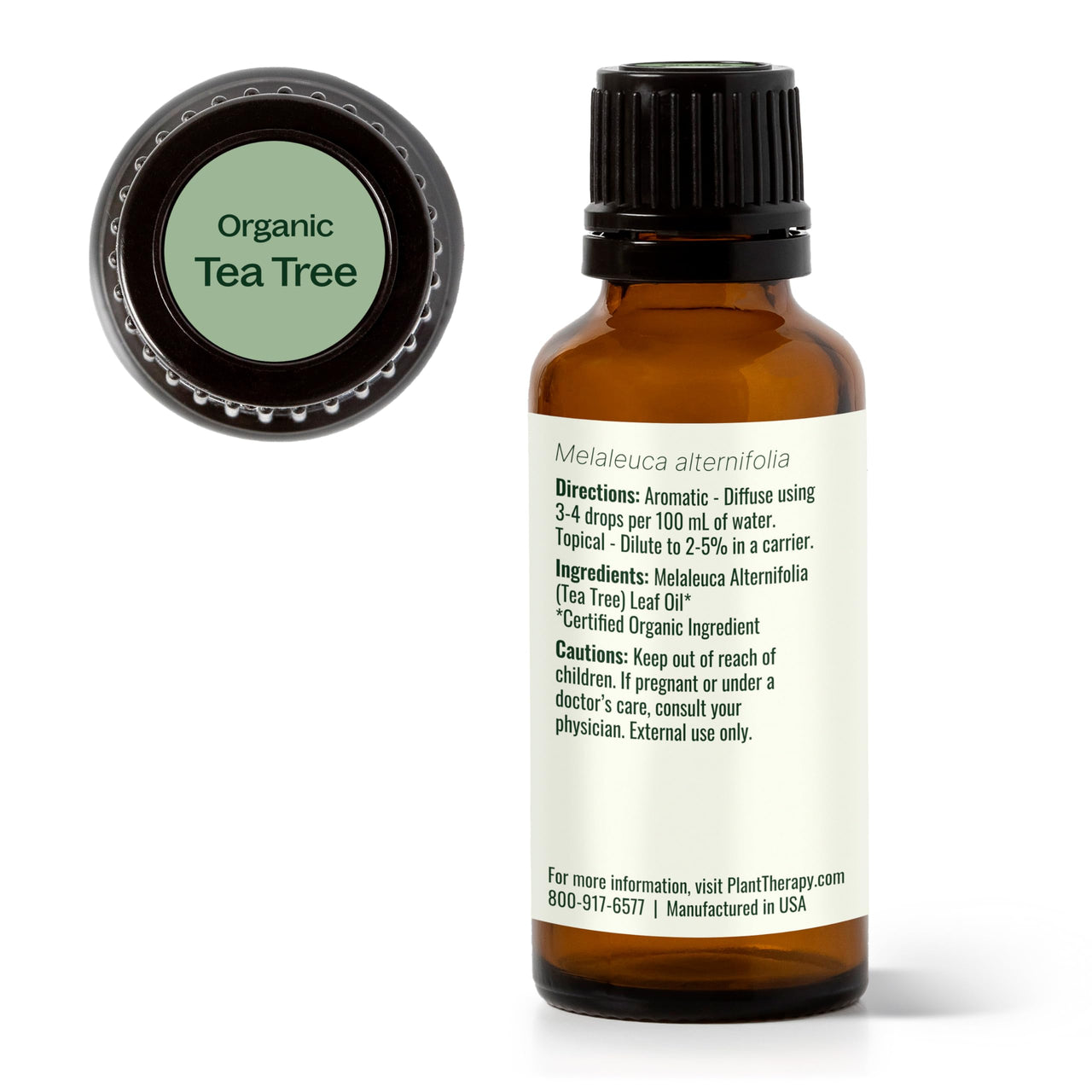 Plant Therapy Organic Tea Tree Oil (Melaleuca) 100% Pure, USDA Certified Organic, Undiluted, Natural Aromatherapy, Therapeutic Grade 30 mL (1 oz)