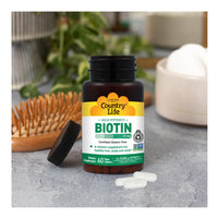 Thumbnail for Country Life Vitamins High Potency Biotin 10,000 mcg (10 mg), 60 Count - Supplement for Hair, Scalp & Nails - Certified Gluten Free