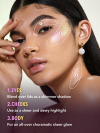 Thumbnail for SHEGLAM Chroma-Glow Bloom Liquid Highlighter Color Changing Gel Cream Multichrome Highlighter High-Shine Finish Long Wear Brightening Non-Caking-Flying Comet