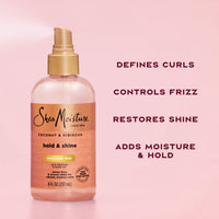 Thumbnail for SheaMoisture Hold and Shine Moisture Mist Coconut and Hibiscus for Thick, Curly Hair for Frizz Control 8 fl oz