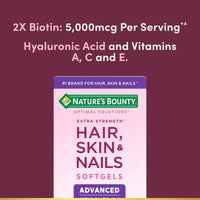 Thumbnail for Nature's Bounty Advanced Hair, Skin & Nails, Argan-Infused Vitamin Supplement with Biotin and Hyaluronic Acid, 150 Rapid Release Softgels, 50 Total Servings