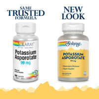 Thumbnail for Solaray Potassium Asporotate Chelated Supplement, Electrolyte Balance & Heart Health Support, 100 Servings, 100 Capsules