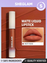 Thumbnail for SHEGLAM Matte Allure Liquid Lipstick Long Lasting High Pigment Lipstick Nourishing Sunflower Oil Reduce Lip Care-Misty Rose
