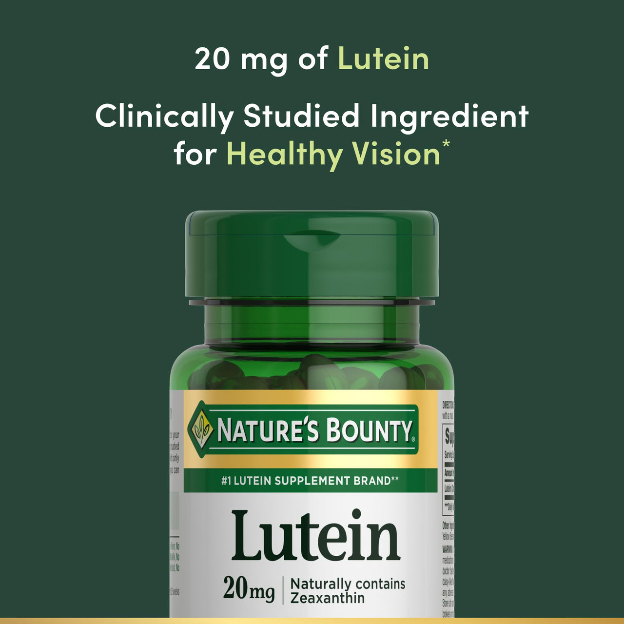 Nature's Bounty Lutein Pills, Eye Health Supplements and Vitamins, Support Vision Health, 20 mg, 40 Softgels