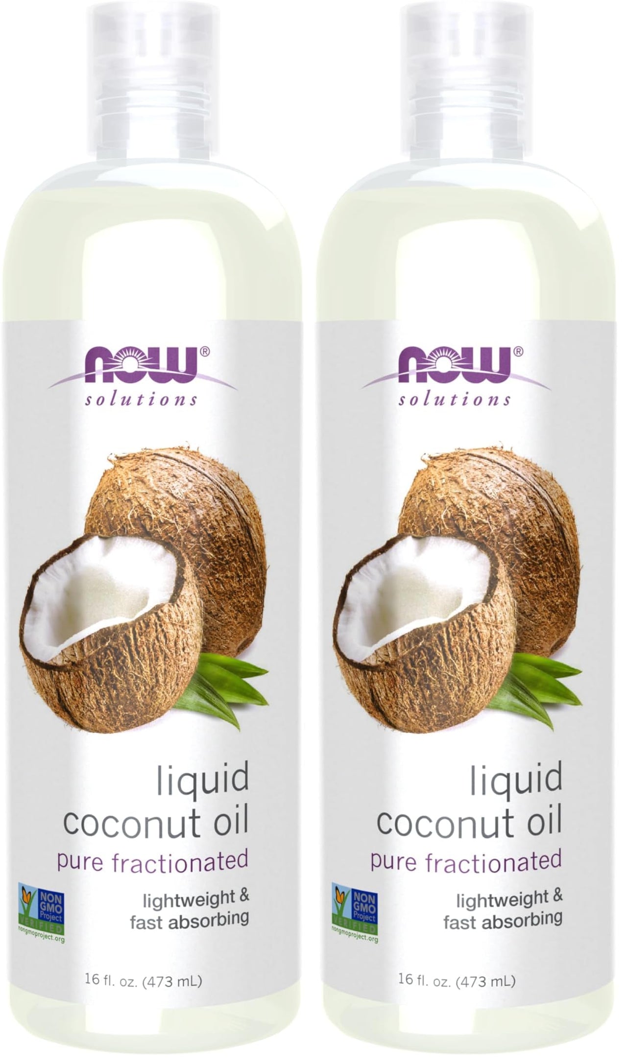 NOW Solutions, Liquid Coconut Oil, Light and Nourishing, Promotes Healthy-Looking Skin and Hair, 16-Ounce (Pack of 2)