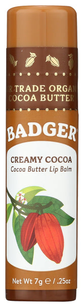 Badger, Creamy Cocoa Lip Balm Stick, 0.25 Ounce