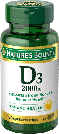 Thumbnail for Nature's Bounty Vitamin D, Supports Immune Health & Bone Health, 2000IU Vitamin D3, 150 Softgels