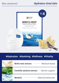 Thumbnail for SNP Variety Ampoule Sheet Mask Set | Bird's Nest, 24K Gold, and Diamond Face Mask | Hydrating, Moisturizing, Nourishing for Sensitive Facial Skin | Korean Face Masks Skincare | 12 Sheets