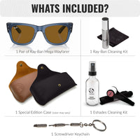 Thumbnail for Ray-Ban RB0840S MEGA WAYFARER BIO-BASED Square Shaped Non-Polarized Sunglasses for Men & Women – Includes Official RAYBAN Eyewear Kit – Ideal Formal & Casual Wear Sunglasses – Brown Lens