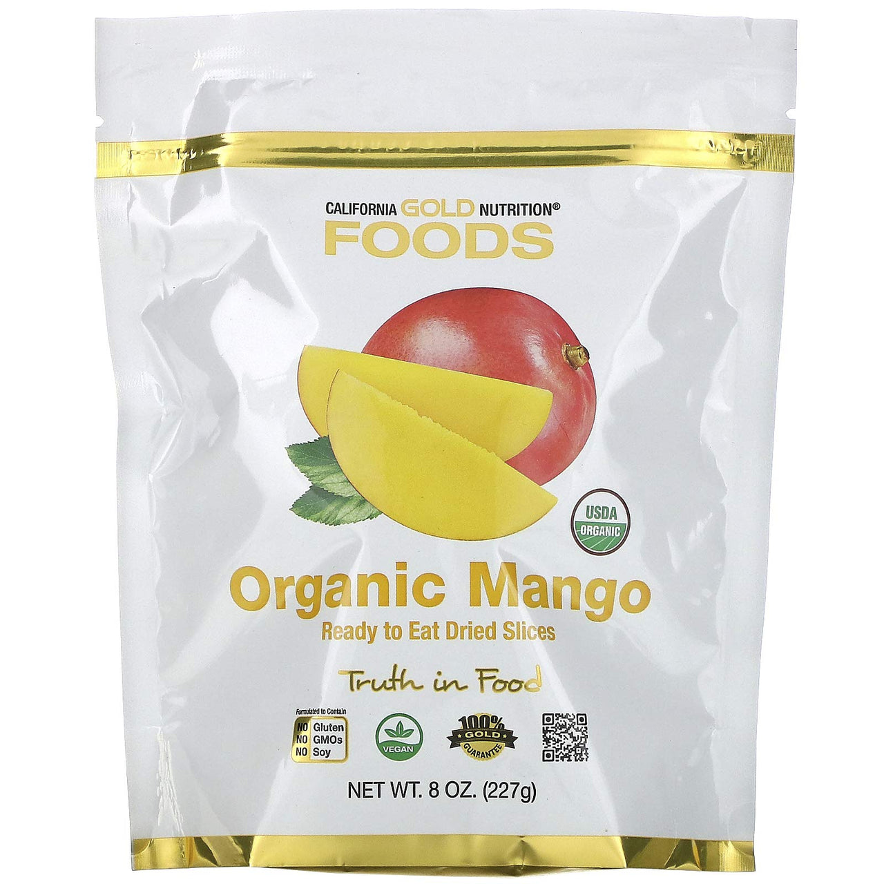 Organic Dried Mango Slices, Ready to Eat, USDA Certified Organic, No Preservatives, No Added Flavors, 8 oz (227 g)