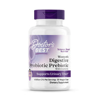 Thumbnail for Doctors Best Womens Digestive Probiotic Prebiotic with Cranberry and PreforPro (4 Billion CFU), Supports Urinary Tract, Non-GMO, Vegan 30 Veggie Caps