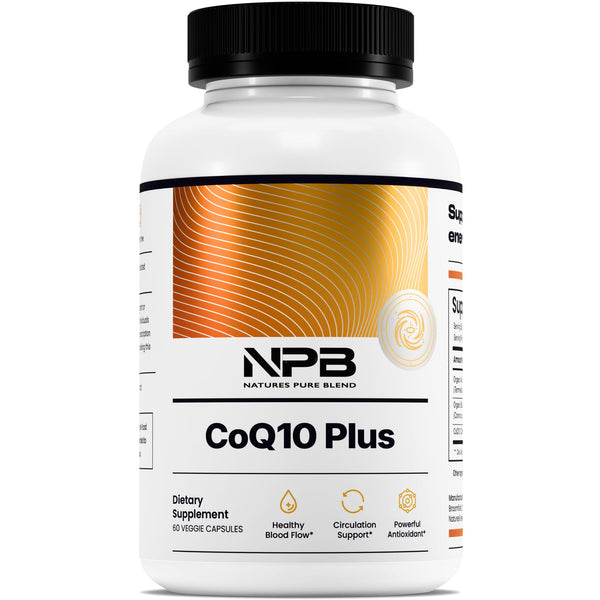 Nature's Pure Blend CoQ10 Plus – Antioxidant Formula with Arjuna & Shankhpushpi – CoQ10 Ubiquinol for Circulation, Blood Flow & Energy – Coenzyme Q10 Supplement for Immune System – 60 Capsules
