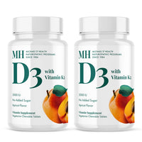 Thumbnail for Michael's Health Naturopathic Programs Vitamin D3 with K2 - 90 Chewable Tablets, Pack of 2 - Apricot Flavor - Skeletal & Immune System Support - No Added Sugar - Vegetarian - 180 Total Servings