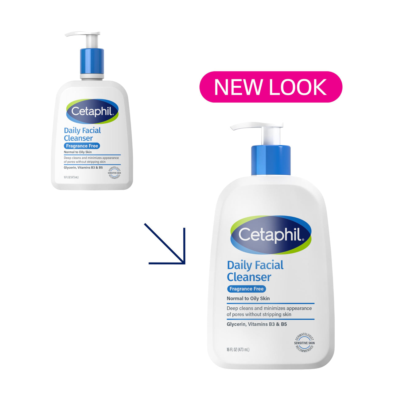 Cetaphil Face Wash, Daily Facial Cleanser for Sensitive, Combination to Oily Skin, 16 Oz, Fragrance Free, Gentle Foaming, Soap Free, Hypoallergenic
