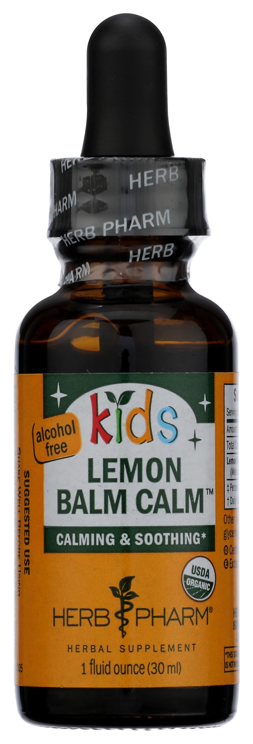 Herb Pharm Kids Lemon Balm Calm: Organic Herbal Calming Tincture for Kids, Alcohol-Free, Sugar-Free, Kid-Friendly Taste, and Non-GMO Lemon Balm Extract, Sugar-Free, Liquid Herbs, 1 oz*