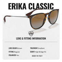 Thumbnail for Ray-Ban RB4171 ERIKA CLASSIC POLARIZED Phantos Shaped Sunglasses for Men & Women – Includes Official Rayban Eyewear Kit – Ideal Formal & Casual Wear Sunglasses – Brown Lens