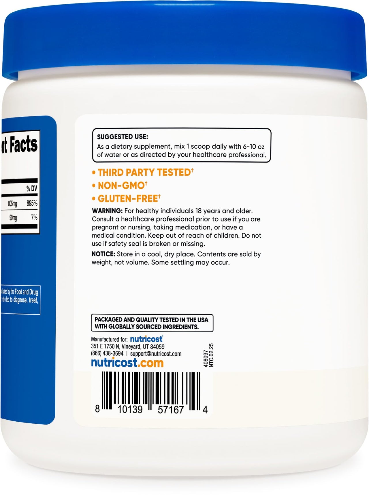 Nutricost Calcium Ascorbate Powder 250G (Unflavored, 250 Servings) - Vitamin C and Calcium Complex, Non-GMO, Vegan
