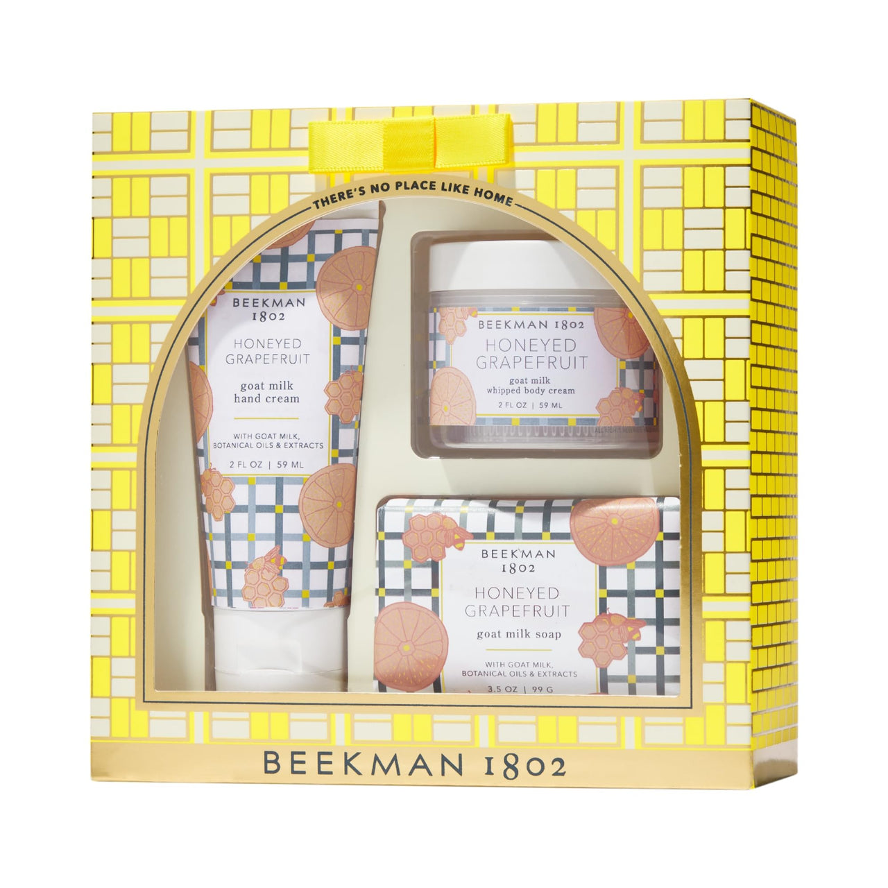 Beekman 1802 Honey, I'm Home Honeyed Grapefruit Bodycare Gift Set - Set of 3 - Scented - Cleanses, Moisturizes & Hydrates - With Lactic Acid & Shea Butter - Good for Sensitive Skin - Cruelty Free