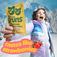 Thumbnail for Gruns Multivitamin for Kids, Super Greens Gummies, Superfood Gummy Bears with 20+ Vitamins & Minerals, Spirulina, Chlorella, Alfalfa, Prebiotics Fiber for Digestive Health, Adaptogens Supplement, 28ct