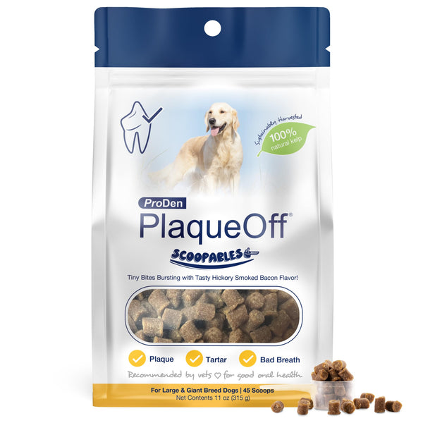 ProDen PlaqueOff Scoopables - Hickory Smoked Bacon Flavor Dental Bites for Large Dogs, Natural Kelp for Plaque & Tartar Control, Freshens Breath -Large & Giant Breed Dental Care- 45 Scoops