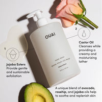Thumbnail for OUAI Hand Wash Full Size - Liquid Hand Soap with Jojoba, Avocado, & Rose Hip Oil for Replenished Skin - Gentle Exfoliating Bathroom + Kitchen Hand Soap - (2 Pack, 16 Fl Oz Each)