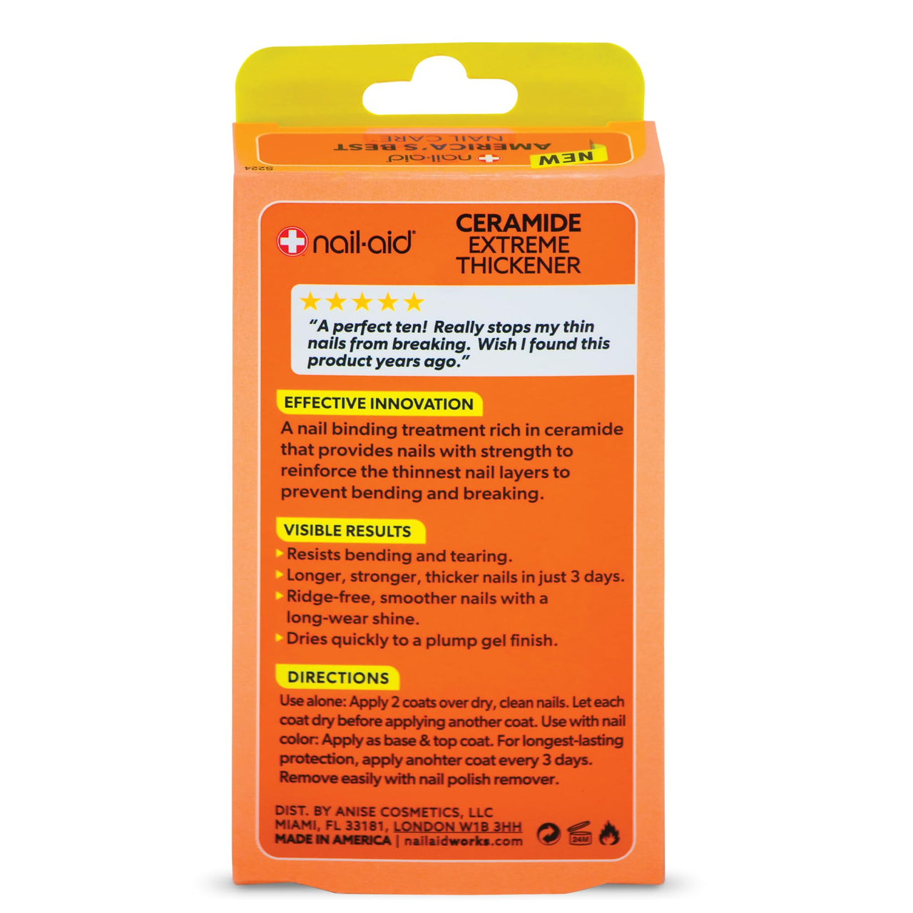 Nail-Aid Ceramide Extreme Thickener - Nail Strengthener - Ridge-Free, Long-Wear Shine Finish - Clear, 0.55 Fluid Ounce