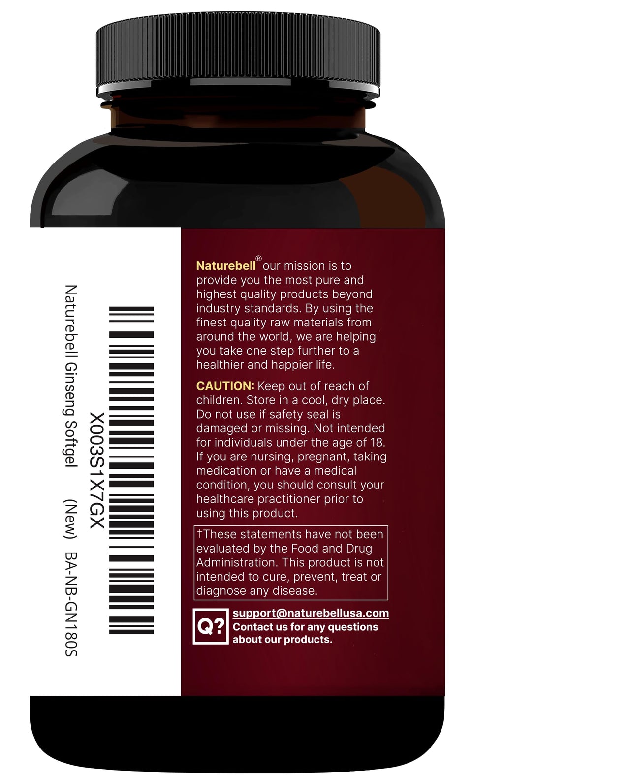 NatureBell Korean Red Ginseng 2,250mg Per Serving, 240 Softgels | Panax Ginseng Root, Standardized to 10% Ginsenosides, Non-GMO, Support Energy, Male Performance, & Immune System