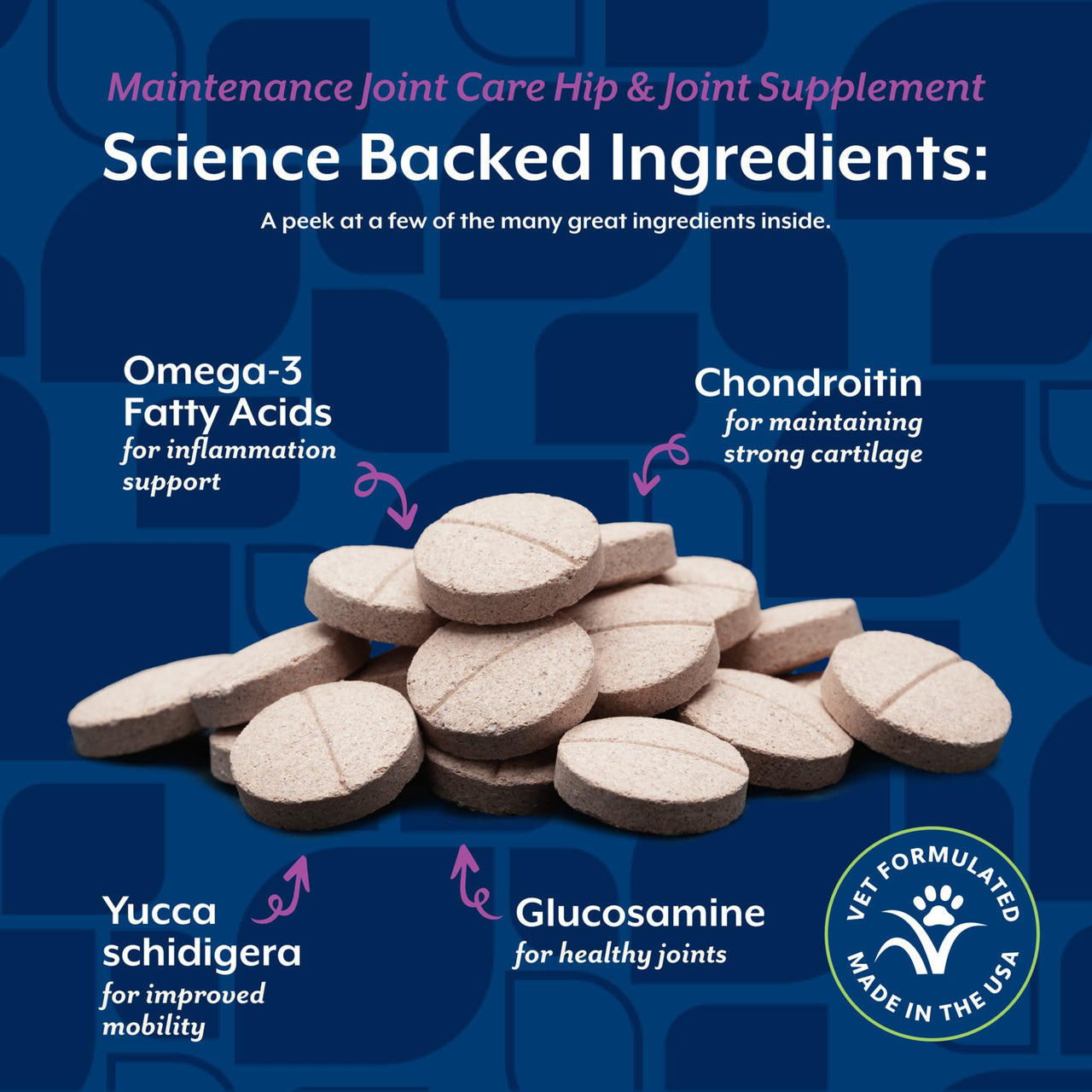 NaturVet Glucosamine DS Level 1 Maintenance Care Hip & Joint Support Pet Supplement for Dogs & Cats –Glucosamine, Chondroitin, Antioxidants –Supports Cartilage, Joint Function – 60 Ct.