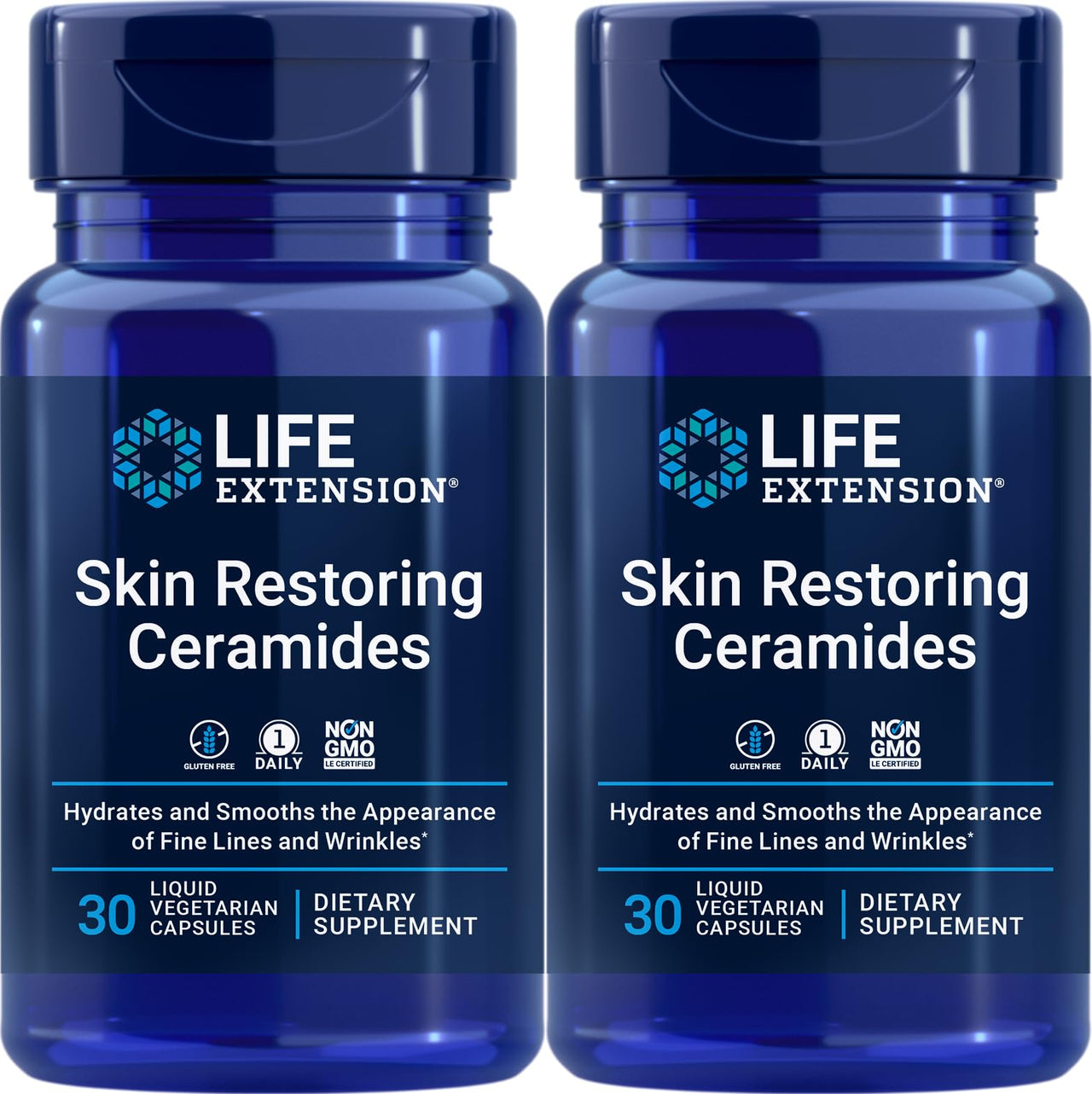 Life Extension Skin Restoring Ceramides, 30 Liquid Vegetarian Capsules (Pack of 2)