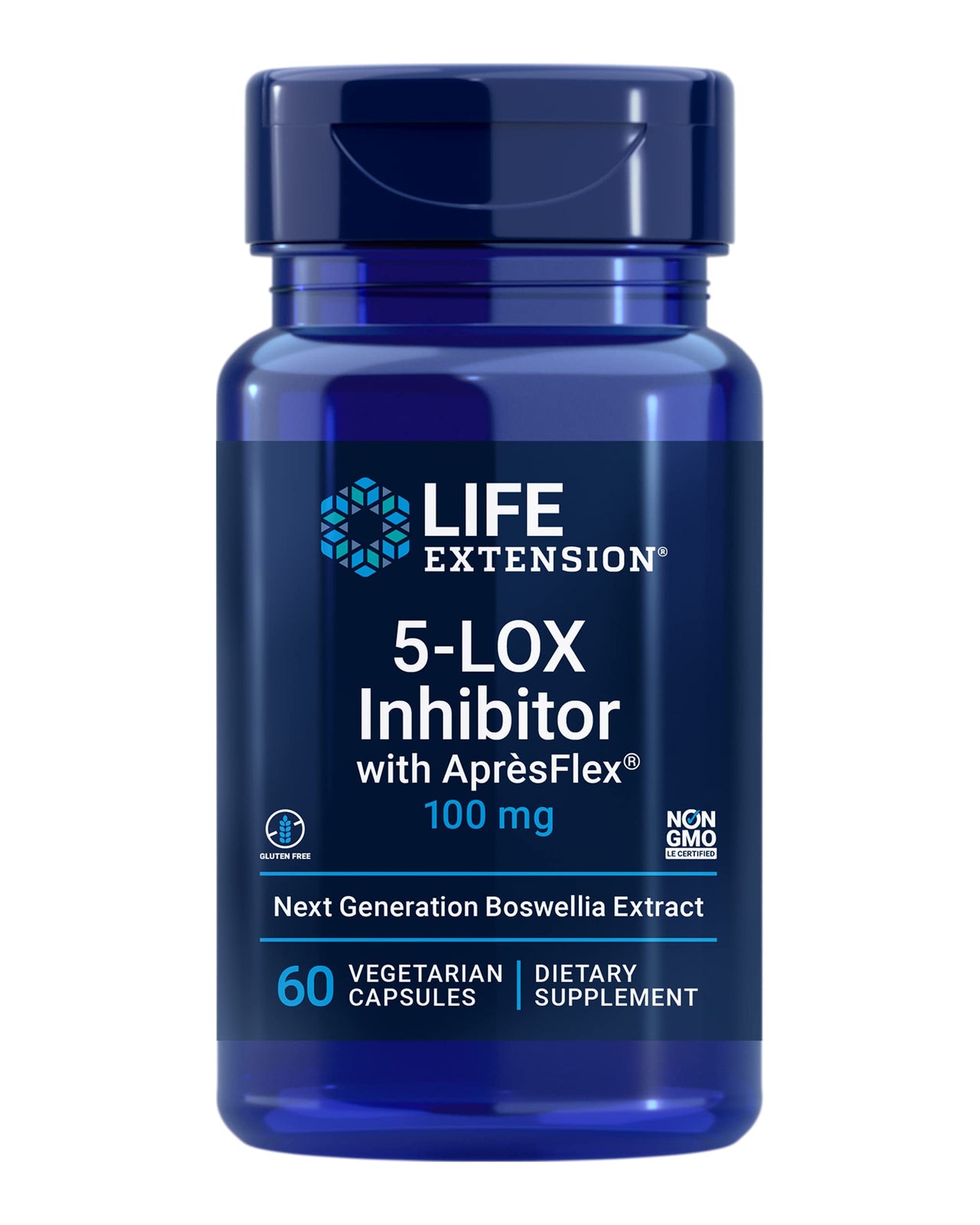 Life Extension 5-LOX Inhibitor with AprèsFlex®, 100 mg, standardized Boswellia serrata Extract, Promotes Joint, Cell & arterial Health, Gluten-Free, Non-GMO, Vegetarian, 60 Capsules
