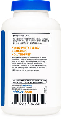 Thumbnail for Nutricost Omega 3 Fish Oil - 2500MG, 120 Softgels (40 Serv) - Fish Oil, Wild Caught! 1200mg EPA 850mg DHA - Non-GMO, Gluten Free