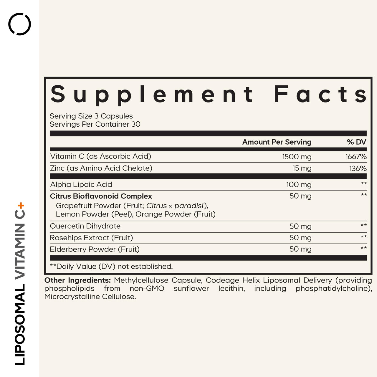 Codeage Liposomal Vitamin C Vitamins with Zinc, Elderberry, Citrus Bioflavonoids Ascorbic Acid, Quercetin & Rose Hips Fruit, Vitamina C Liposomal Supplement Pills - Non-GMO, Vegan - 90 Capsules