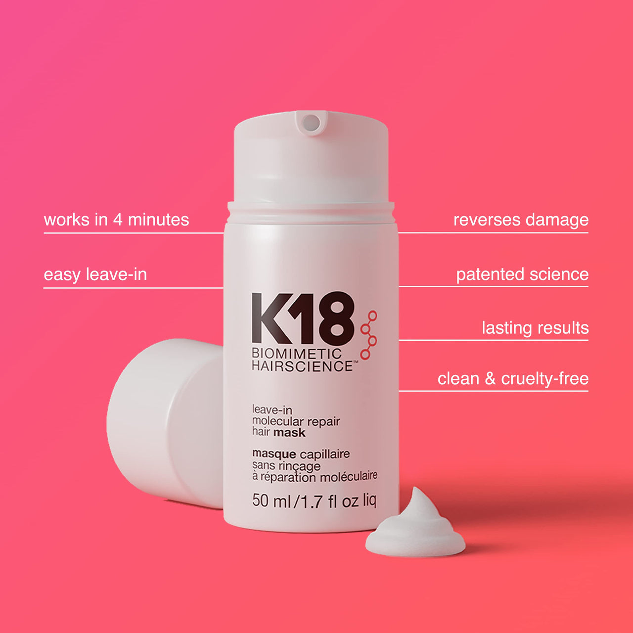 K18 Repair Bundle - Leave-In Repair Hair Mask, 4-Minute Speed Treatment(50ml), and Weightless Hair Strengthening Oil (30ml)