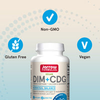 Thumbnail for Jarrow Formulas® DIM + CDG, Dietary Supplement, Liver Detox Support for Healthy Hormone Regulation and General Wellness, 30 Veggie Capsules, Up to a 30 Day Supply