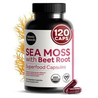 Thumbnail for Atlantic Naturals Sea Moss with Beet Root Capsules - Premium Quality Multivitamin Supplement - Sea Moss Superfood to Support Immune Health, Blood Flow, Joint Health & Athletic Performance - 120 ct