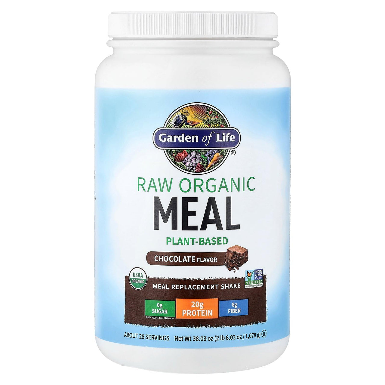 Garden of Life Meal Replacement Shakes, Raw Organic, Chocolate Protein Powder with Plant Based Pea Protein, Sprouts, Greens, Probiotics, Dairy Free 28 Servings