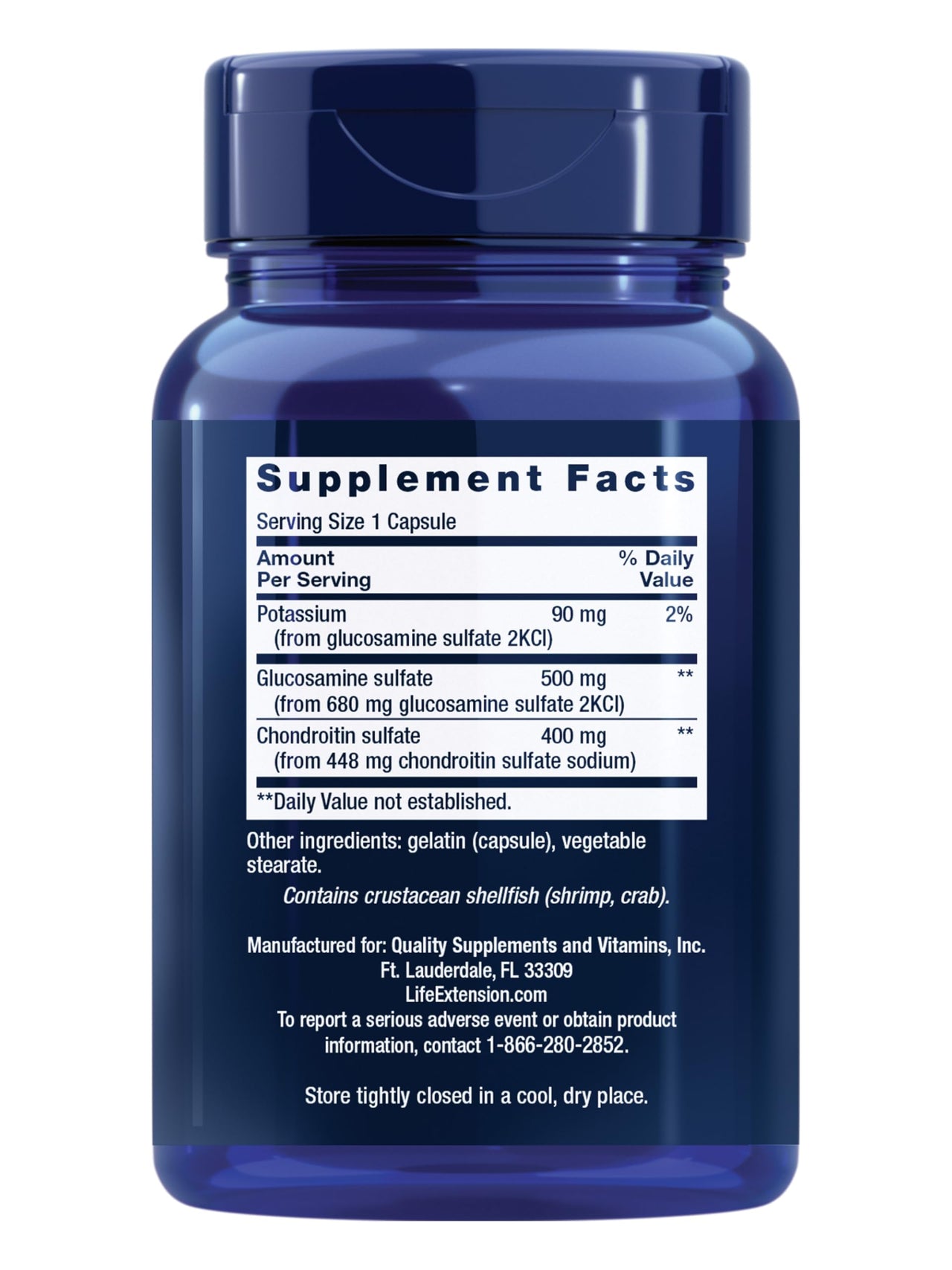 Life Extension Glucosamine/Chondroitin Capsules for Healthy Joints and Cartilage, Non-GMO, Gluten-Free, 90 Capsules