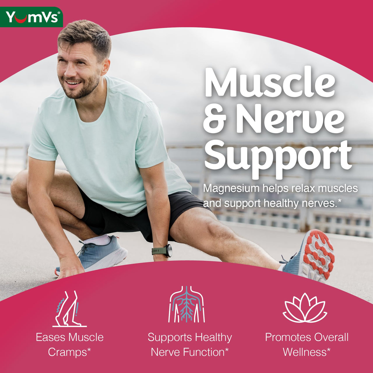 YUM-V'S Magnesium Citrate Gummies â€“ 900mg Highly Absorbable Magnesium Gummies for Women & Men to Support Nerve, Muscle & Enzyme Function â€“ Gluten-Free, Kosher & Raspberry Flavor (90 Count)
