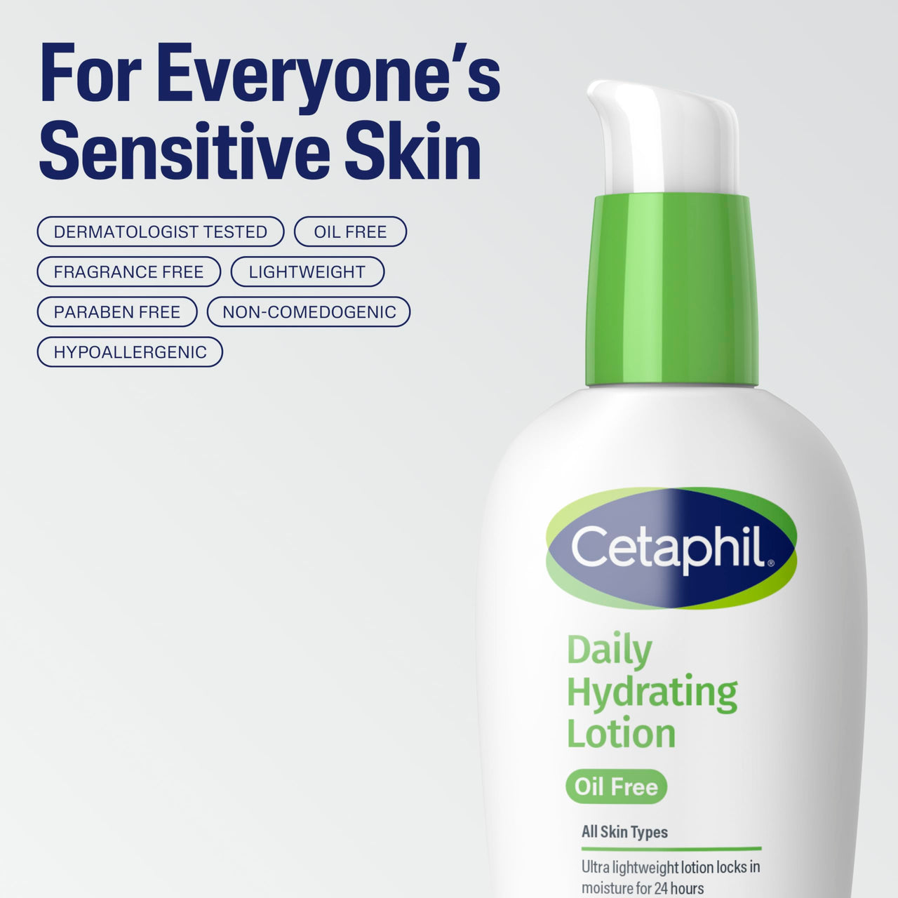 Cetaphil Daily Hydrating Lotion for Face, With Hyaluronic Acid, 3 fl oz, Lasting 24 Hour Hydration, for Combination Skin, No Added Fragrance, Non-Comedogenic