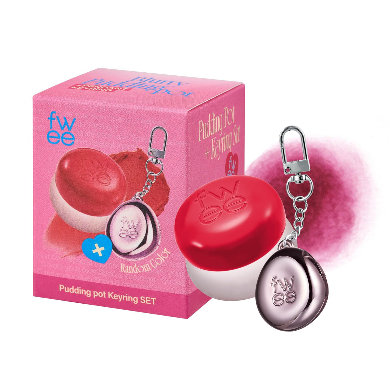 fwee Blurry Pudding Pot + Keychain SET | Airbrushed Blush & Lip, Buildable Pigment, Long-lasting, Lightweight, Easy to Blend, Natural Soft Matte Finish Makeup – Greedy (Plum Red) | 0.17 oz