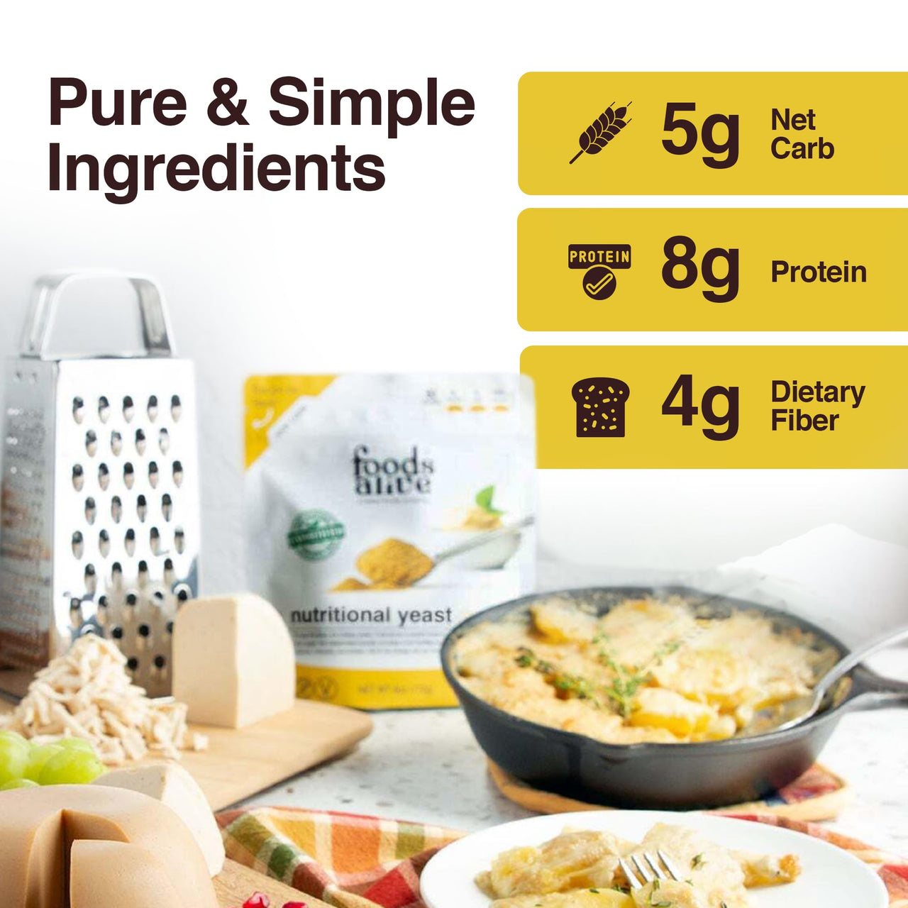 Foods Alive | Non-Fortified Premium Nutritional Yeast Flakes | 2 lbs | Unfortified Vegan Cheese Powder Seasoning