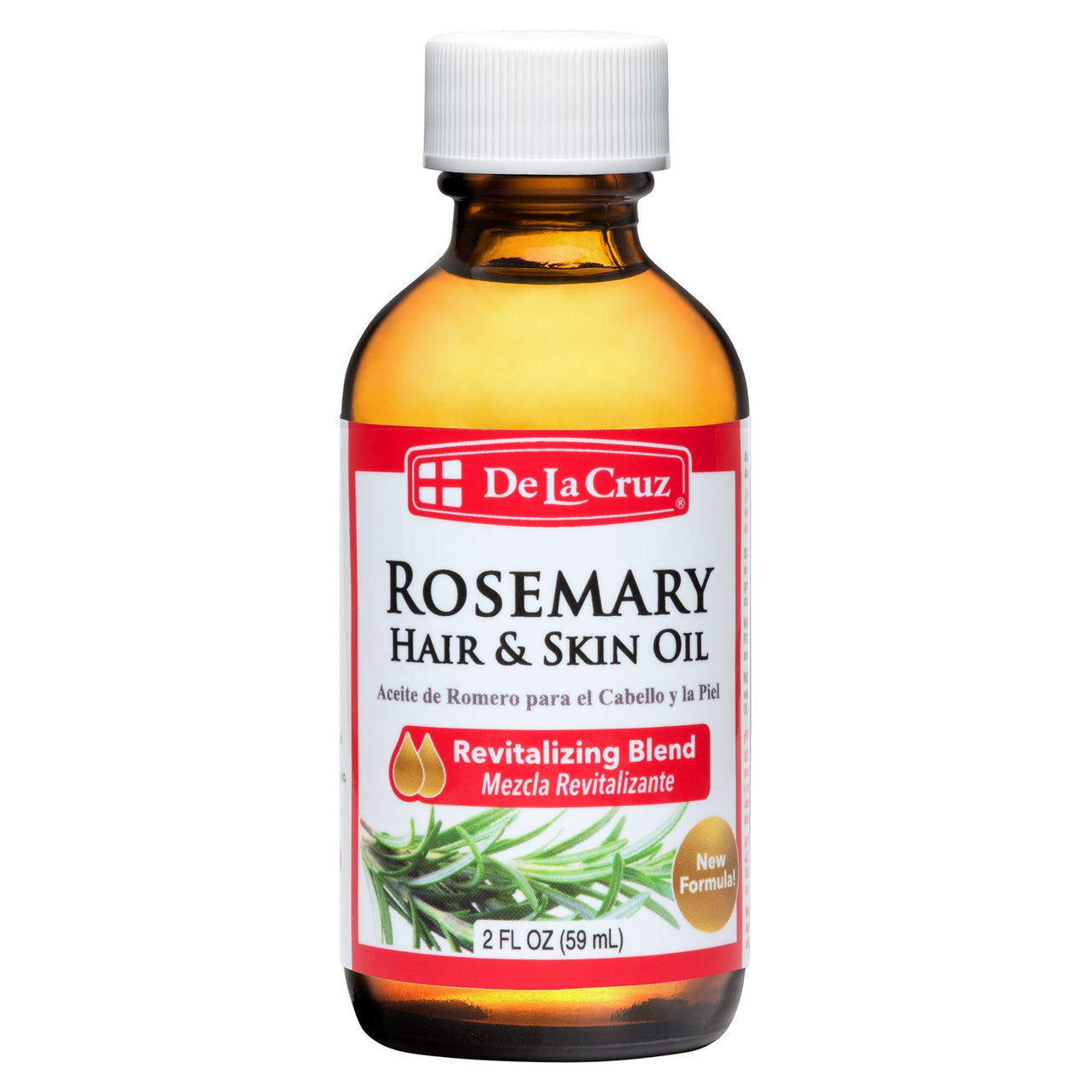 De La Cruz Rosemary Oil Blend Moisturizer 2 fl oz + 8 fl oz Bundle with Castor, Avocado, & Olive - Rosemary Oil for Hair and Skin – Topical Use Only