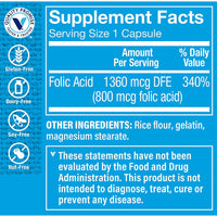 Thumbnail for The Vitamin Shoppe Folic Acid 800MCG, Supports Prenatal Fetal (100 Capsules)