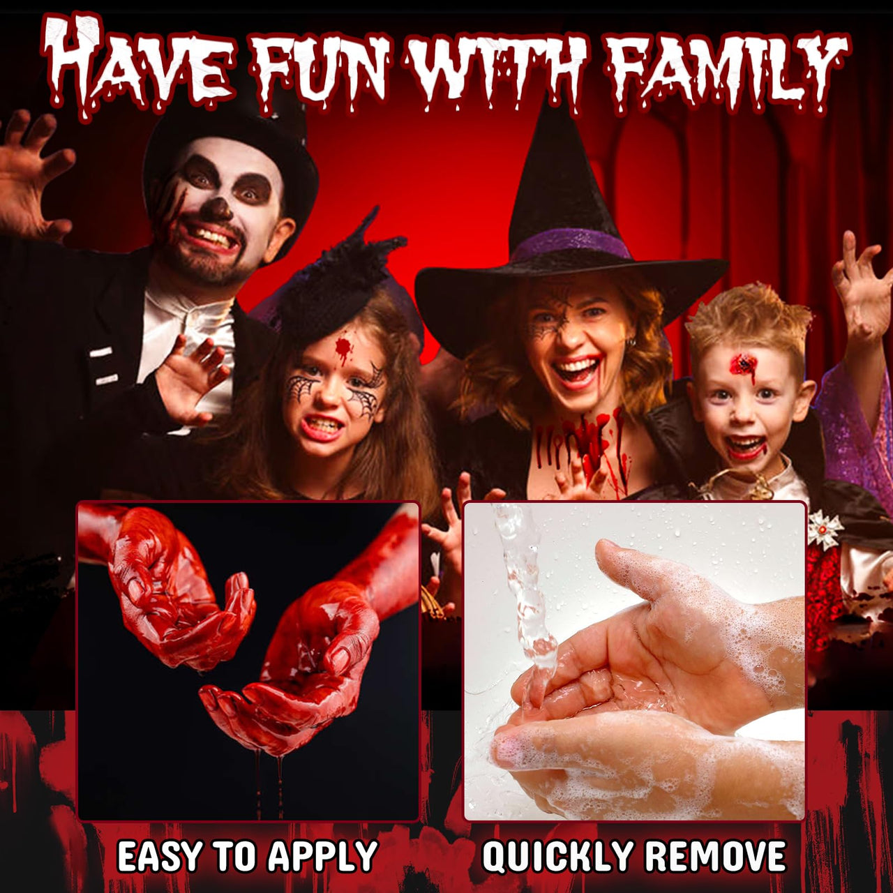 Fake Blood Spray for Halloween, 2 fl oz Washable Fake Blood Makeup, Realistic Fake Blood, Fake Blood for Face&Skin, Perfect for Costume, Vampire, Clown & Sfx & Cosplay & Zombie Make Up, 1PC