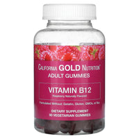 Thumbnail for California Gold Nutrition Vitamin B12 Gummies, Natural Raspberry, Gelatin Free, 3,000 mcg, 90 Gummies (1,500 mcg per Gummy)