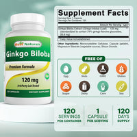 Thumbnail for Best Naturals Ginkgo Biloba 120 mg 120 Capsules