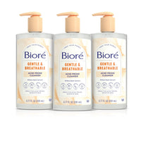 Thumbnail for Bioré Gentle & Breathable Acne Face Wash, Gentle Face Cleanser for Sensitive and Acne Prone Skin, Infused with Willow Bark Extract to Clarify Skin, Fragrance Free, 6.77 Oz , Pack of 3