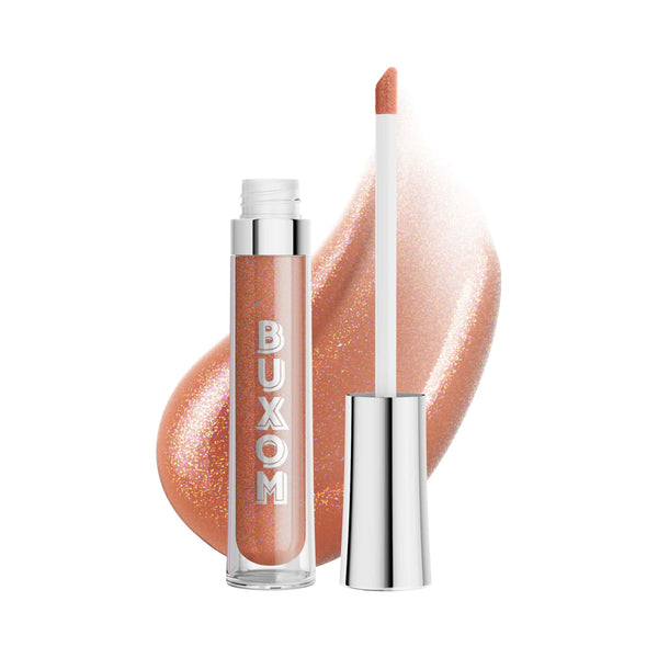 Buxom Full-On Plumping Lip Polish, Tinted Lip Plumper Gloss with Peptides & Vitamin E, High-Shine Lip Gloss that Nourishes, Vegan, AQ Sarina (Nude Brown with Diamond Sparkle)