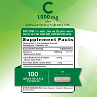 Thumbnail for Nature's Truth Vitamin C 1000mg | 100 Capsules | with Wild Rose Hips & Bioflavonoids | Non-GMO & Gluten Free Supplement